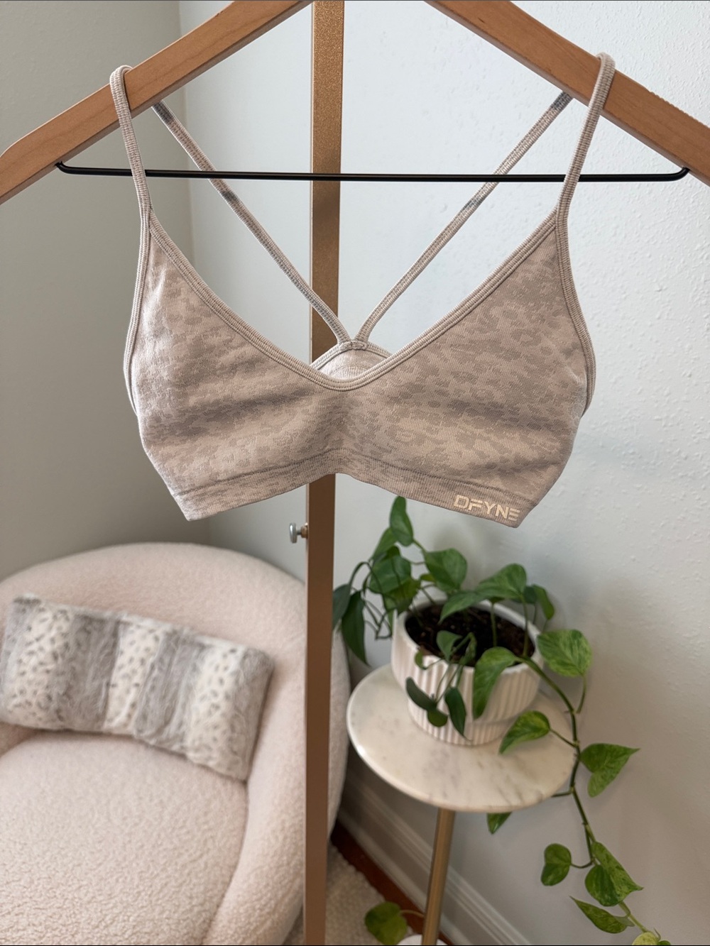 Dryne Lightweight Beige Bralette with Cross-Back Straps